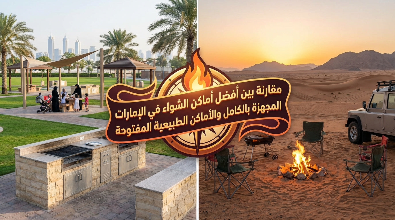 Comparison between the best fully-equipped BBQ spots in the UAE and open natural areas