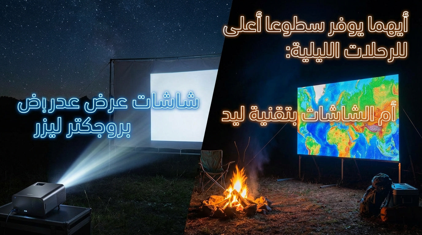 Which provides higher brightness for night trips: laser projector displays or LED screens?