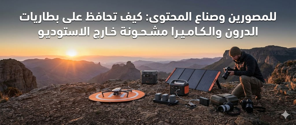 للمصورين وصناع المحتوى: كيف تحافظ على بطاريات الدرون والكاميرا مشحونة خارج الاستوديو