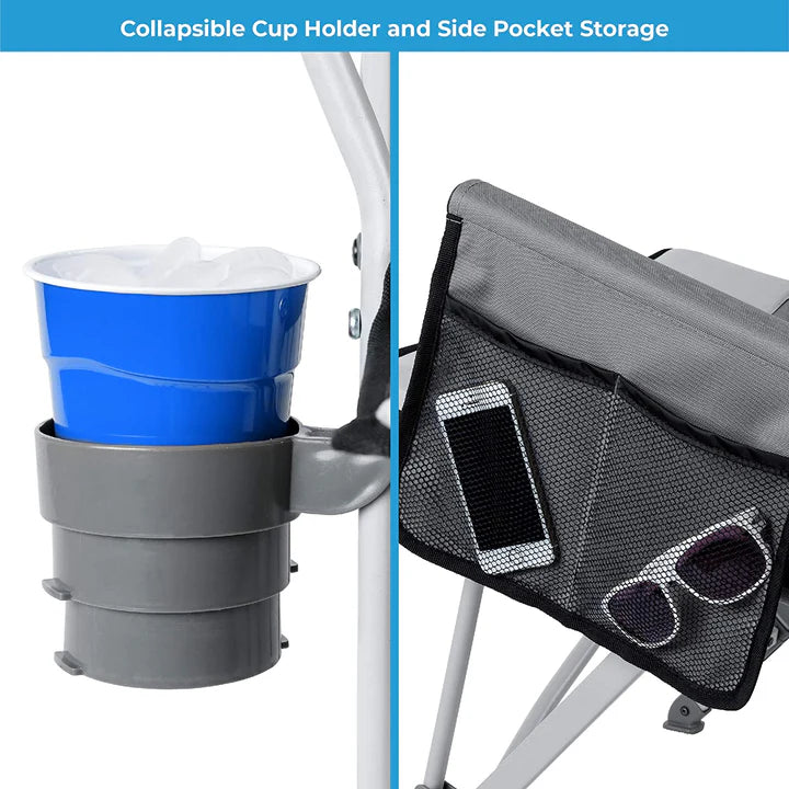 كرسي شبكي صلب بذراعين باللون الرمادي