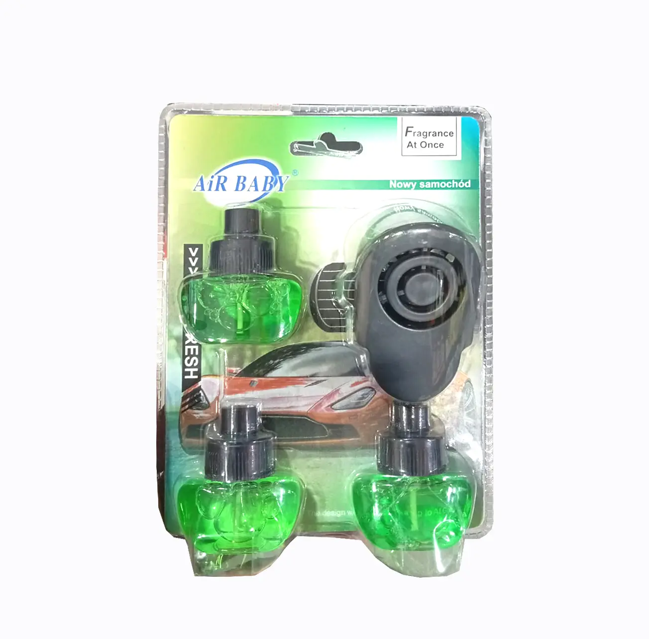 Car air perfume holder with 3 refills easy