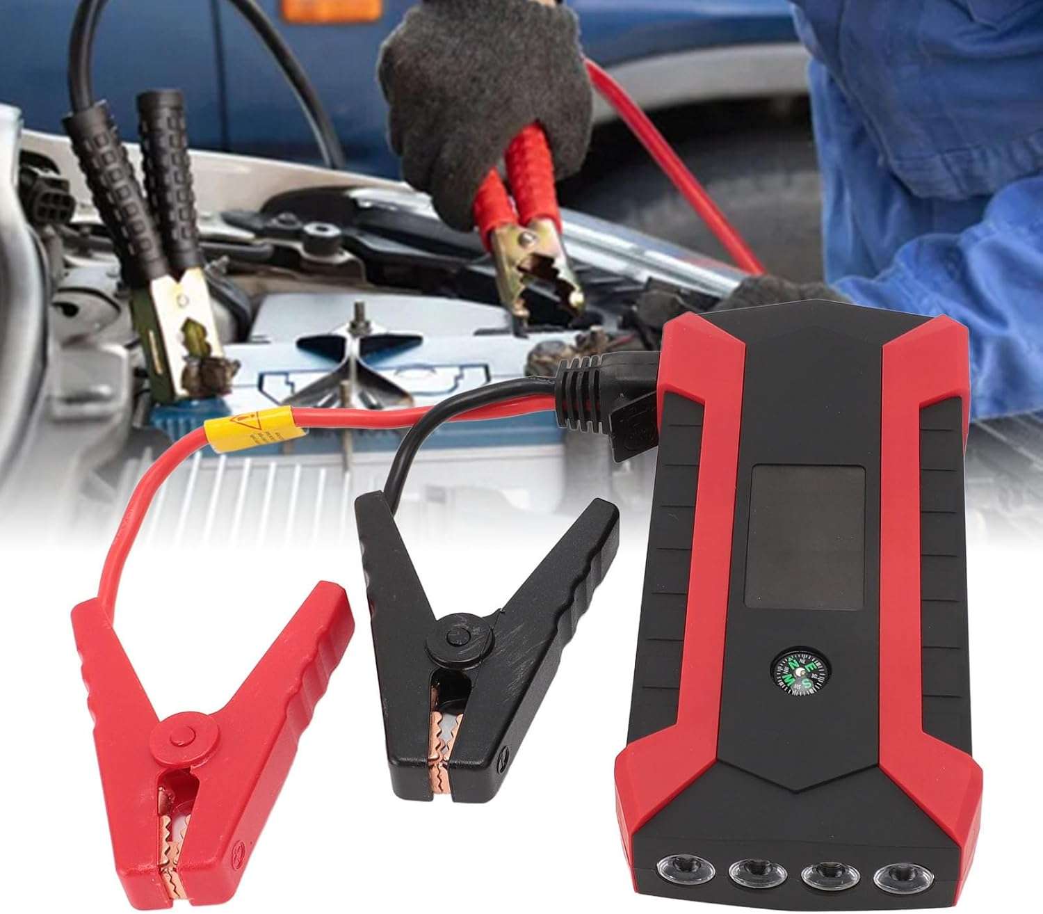 "Car Battery Jump Starter 99800 mAh 1000 A, LED Torch, Quick Charge USB Connection with Safety Protection for Cars, Trucks, SUVs, Boats"