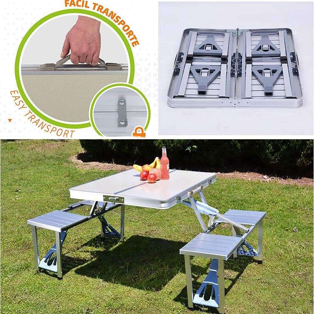 "Outdoor Aluminum Alloy Folding Table,chair Portable Picnic Table,ortable One Table and Four Chairs,for Outdoor Camping Barbecue Party,lightweight and..."