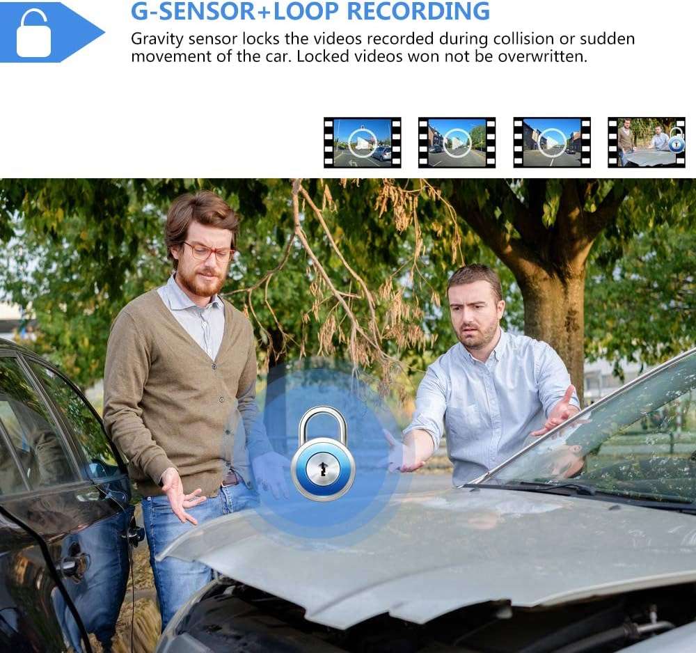 "Dash Cam Dual Lens Front Rear Dash Camera 1080P Full Touch Screen Video Streaming Rear View Mirror Loop Recording, Parking Monitor, Night Vision, Waterproof Rear Camera"