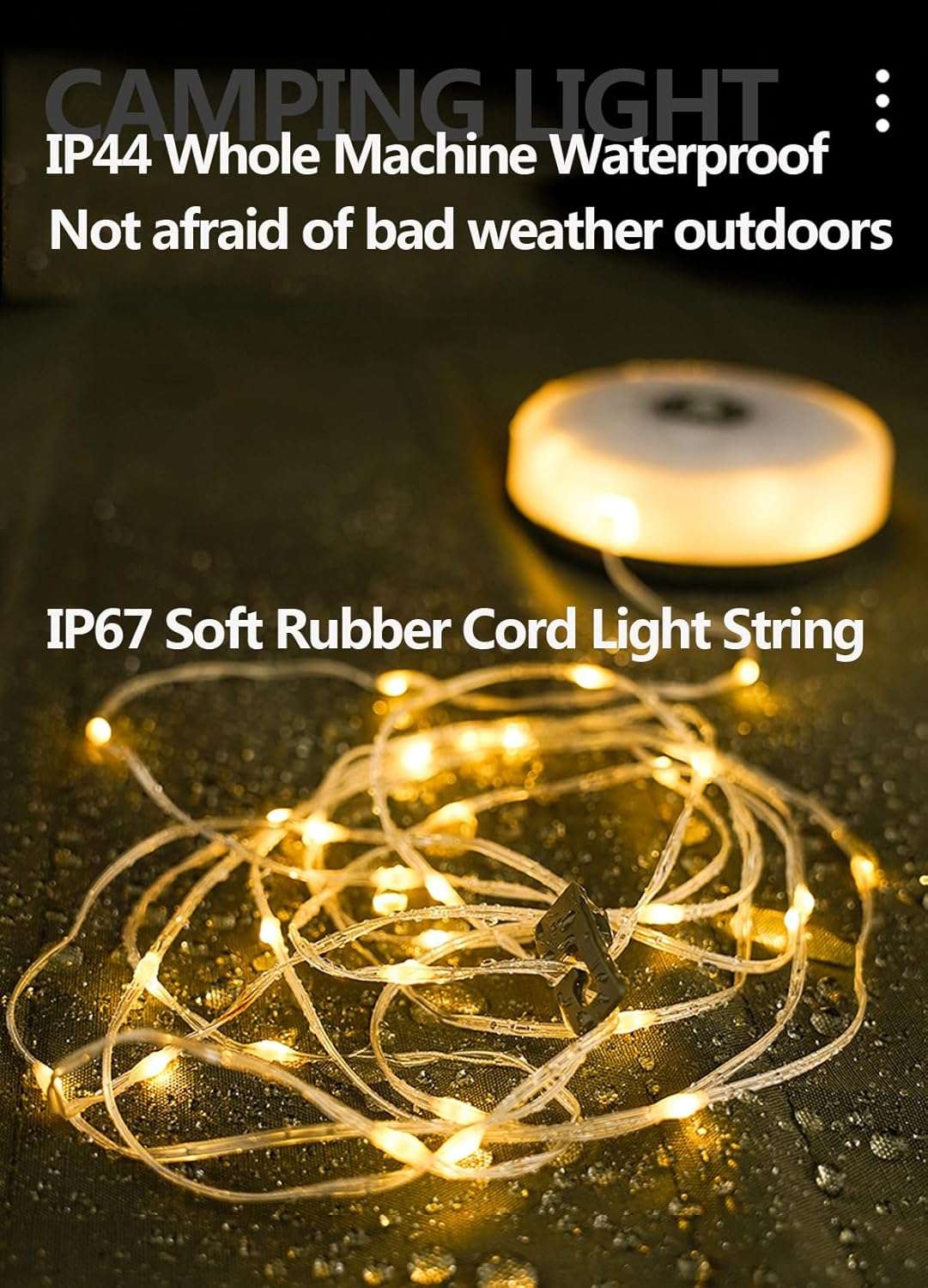 "Camping Lights Multifunctional String Lantern with String Light(33Ft), IP44 Waterproof Camping Lamp"