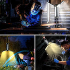 "Mlogiroa Rechargeable LED Work Light with Stand - Cordless Work Light Kit 3 Page Head,500/1000/2000 Lumen 3500/6500K Dimmable 6AH Camping Light"