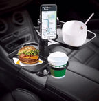 "Adjustable Car Phone Holder, Mounted Tray, Rotating Cup Holder Table Slot, Food Organizer, Adjustable Drink Accessories"