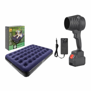"Inflatable Air Mattress, Full Size Inflatable Bed+Jet Dry Mini Blower 16500RPM Air Blower Super Fan Turbo Battery Powered Portable"