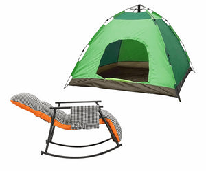 "Modern Living Room Chairs Folding Lazy Sofa Relaxing + 3 Person Camping Tent, Lightweight Waterproof Tent for Camping and Hiking"