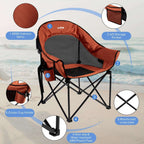 "Jeep chair Portable Adult Beach Chair Comfortable Folding Outdoor Chair, Comfortable Breathable Round Chair Supports up to 400 lbs, for Camping, Fishing, BBQ, Orange"
