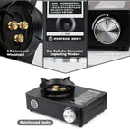 "KepGrenn Portable Camp Stove Compact Lightweight Propane Butane Gas burner for Outdoor Picnic, Camping, Hiking with Carry Box (AEM-003 Black)"