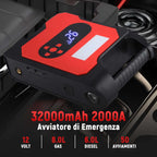 "Car Jump Starter Power Pack with Tyre Inflator,12V 2000A Car Battery Booster Jump Starter with 150PSI Air Compressor,Car Jump Starter Power Bank with USB..."