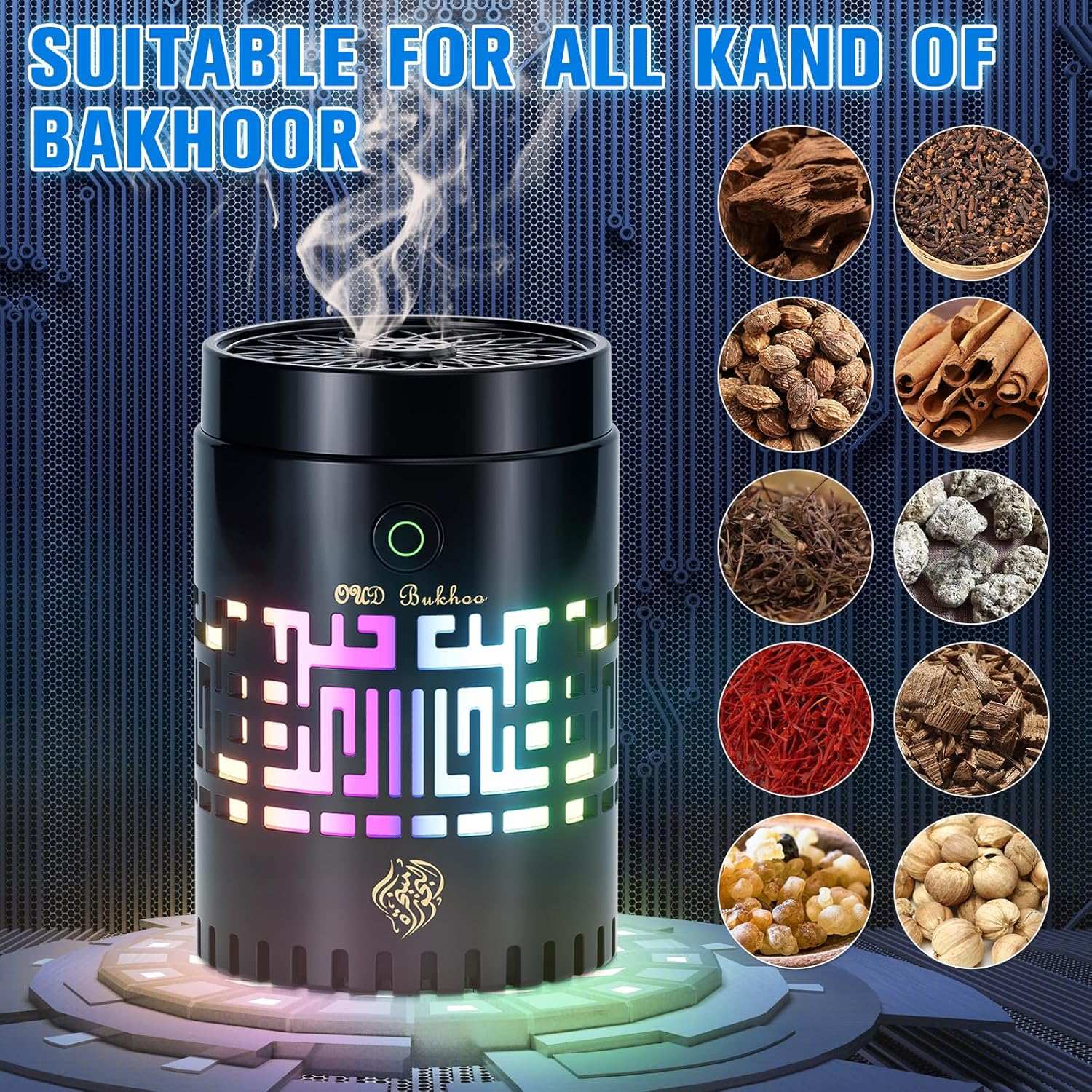 "Telawah Mini Muslim Incense Burner Portable Electric Bakhoor Aroma Diffuser"