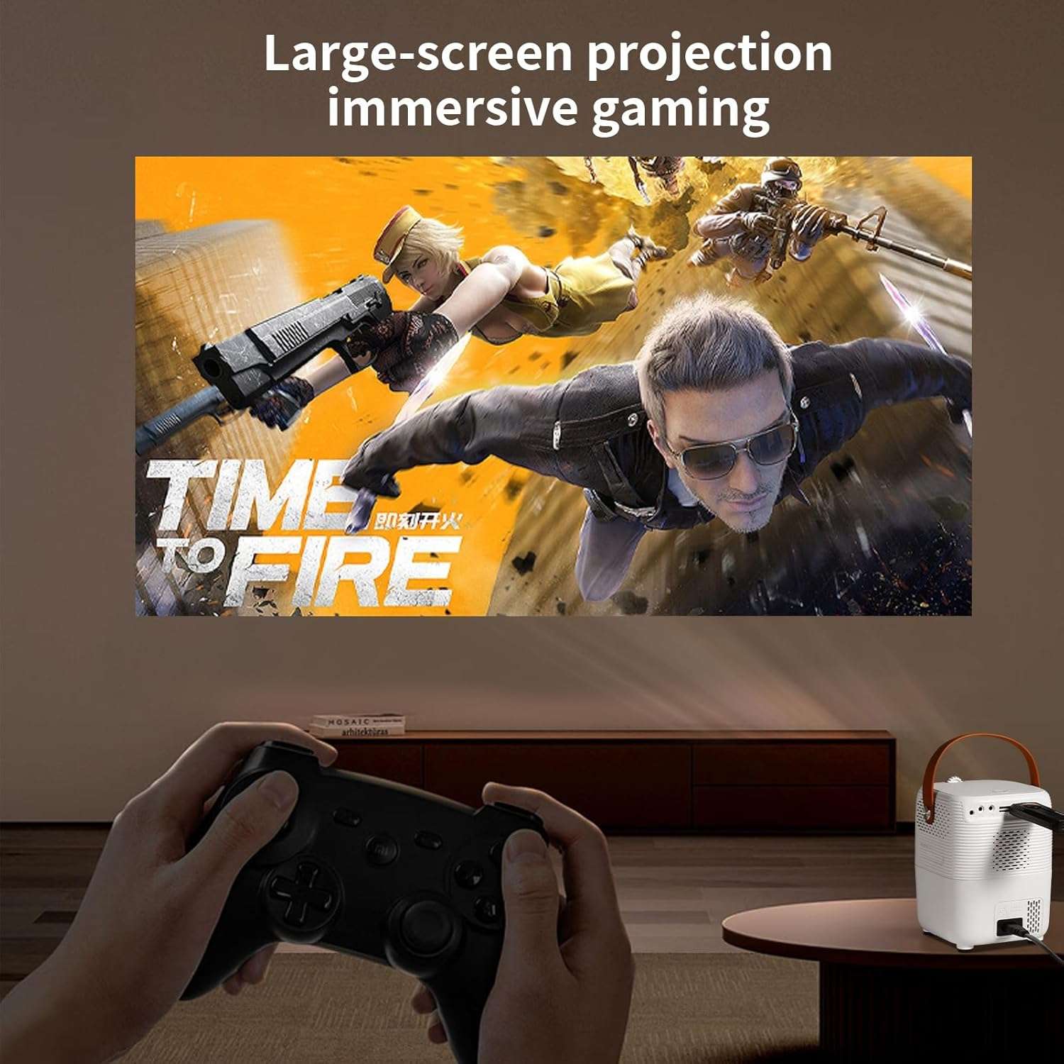 "Umiio Q1 Portable Video Projector 2.4/5G WiFi Bluetooth Quadrangle Trapezoid 0.8-5M Projection Distance 1920 * 1080 Resolution Android Projector For Movie Music TV Game Casting with Tripod (White)"