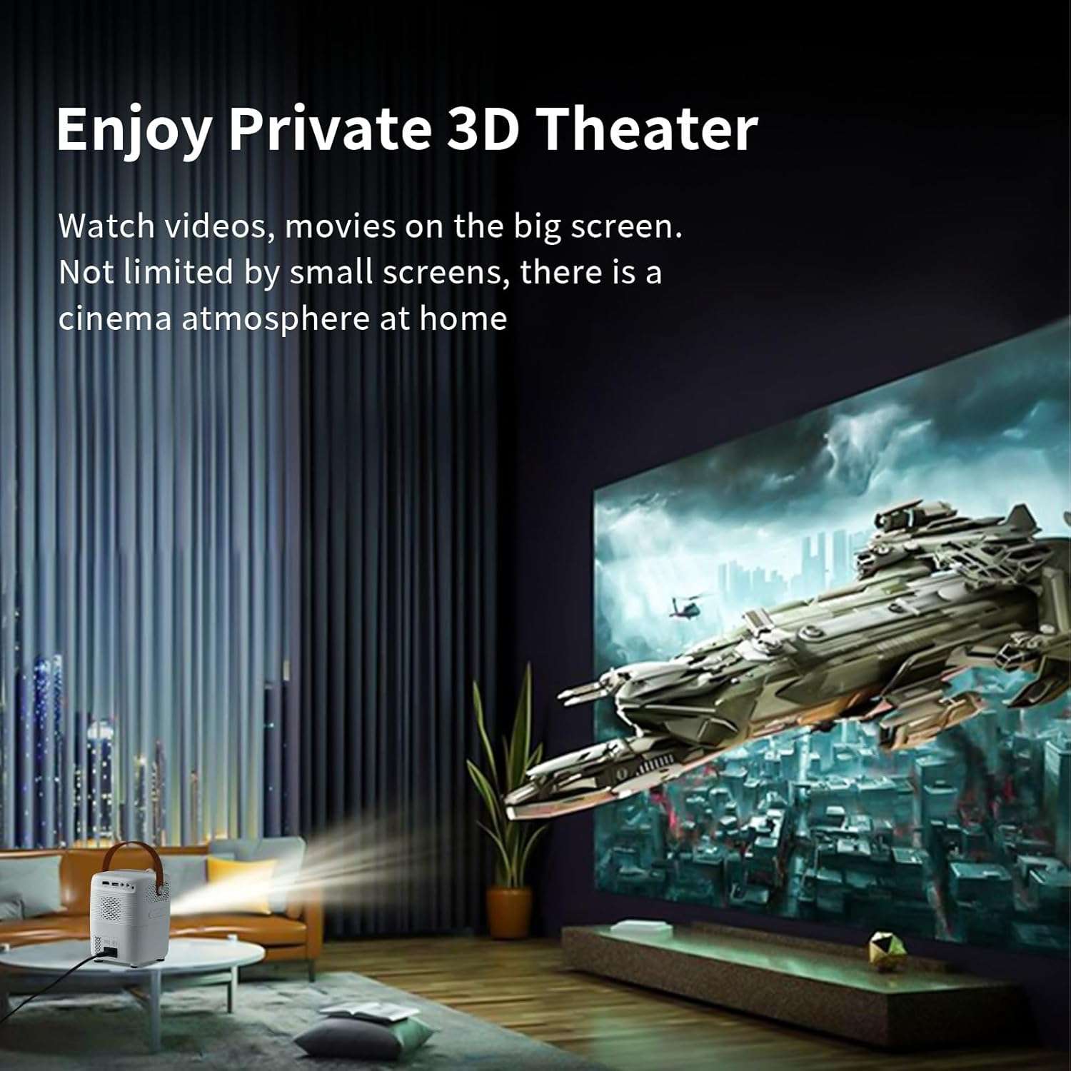 "Inder Affordable Projector,Umiio Q2,Bluetooth Quadrangle Trapezoid 5M Projection Distance 1080P Resolution Portable Outdoor Movie Projector Compatible with Smartphone, HDMI,USB,AV,Fire Stick (White)"