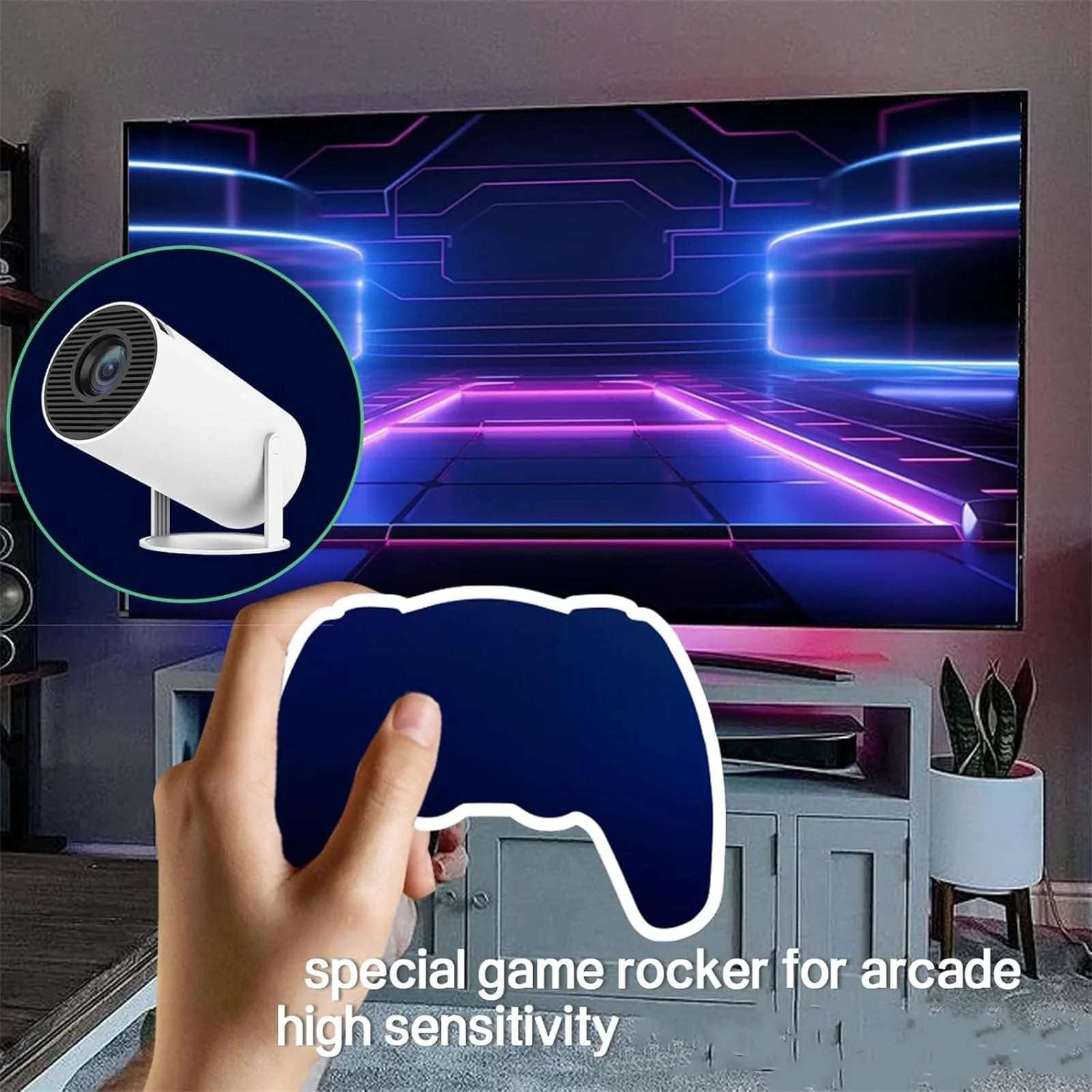 "Arcade Vision Projector, - 4k Smart Movie Projector, Arcade Vision, Game Projector, Game Projector with Controllers, Video Game Projector, Projector and Game"