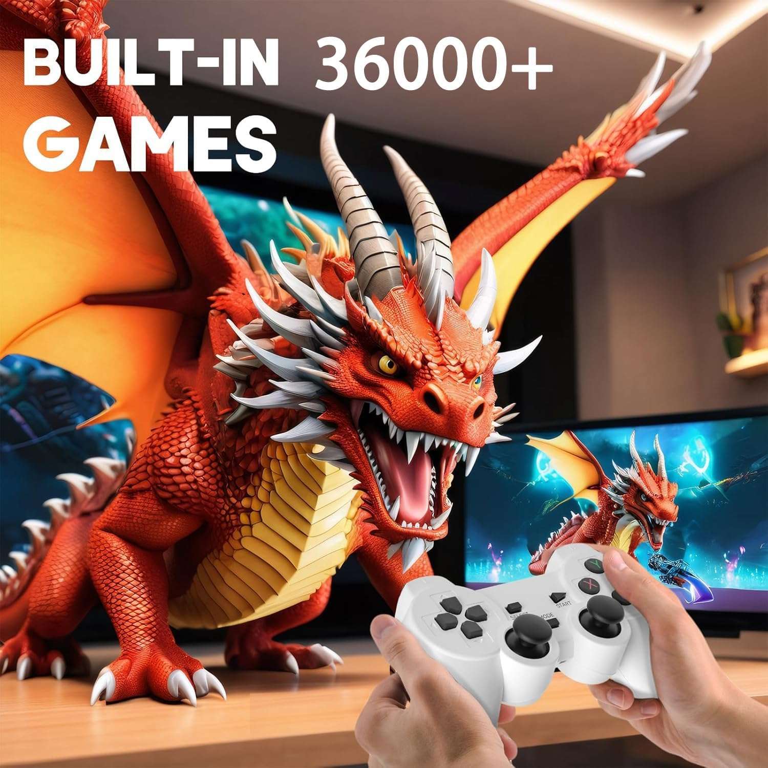 "Productcaff Retro Video Game Console, M300 Max + 2 Wireless Controllers, Projector P30 Max, 36000 Classic Games, Auto Keystone"