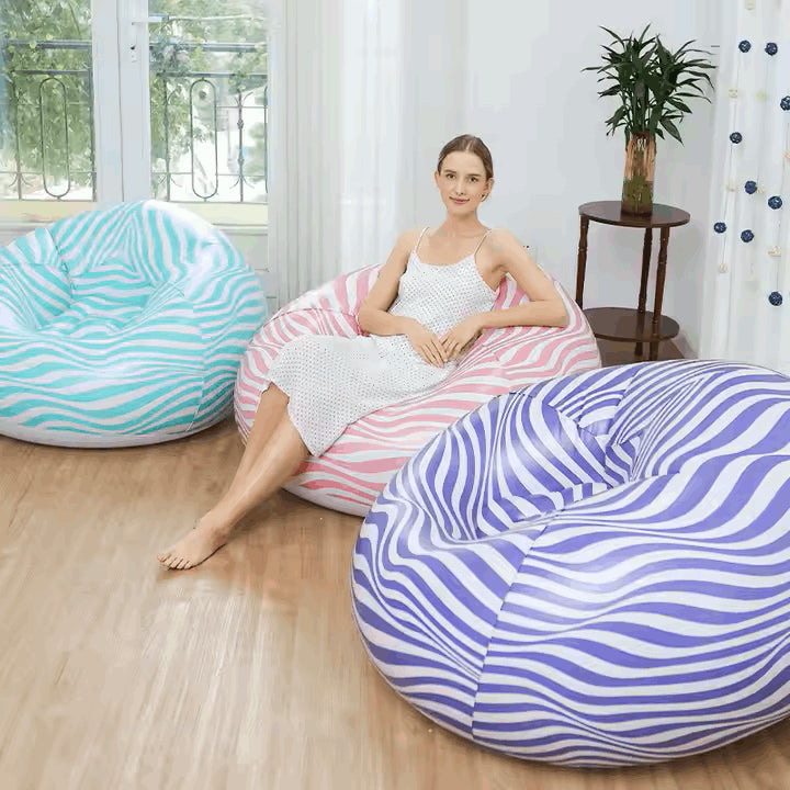 "Inflatable Sofa Couch Custom Design Stripe Inflatable Sofa Chair Plastic Inflatable Air Sofa"