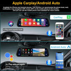 "Smart Car Mirror with 9.9-Inch Touchscreen - 4K Pixel - Android System - Built-in GPS - Compatible with All Vehicles"