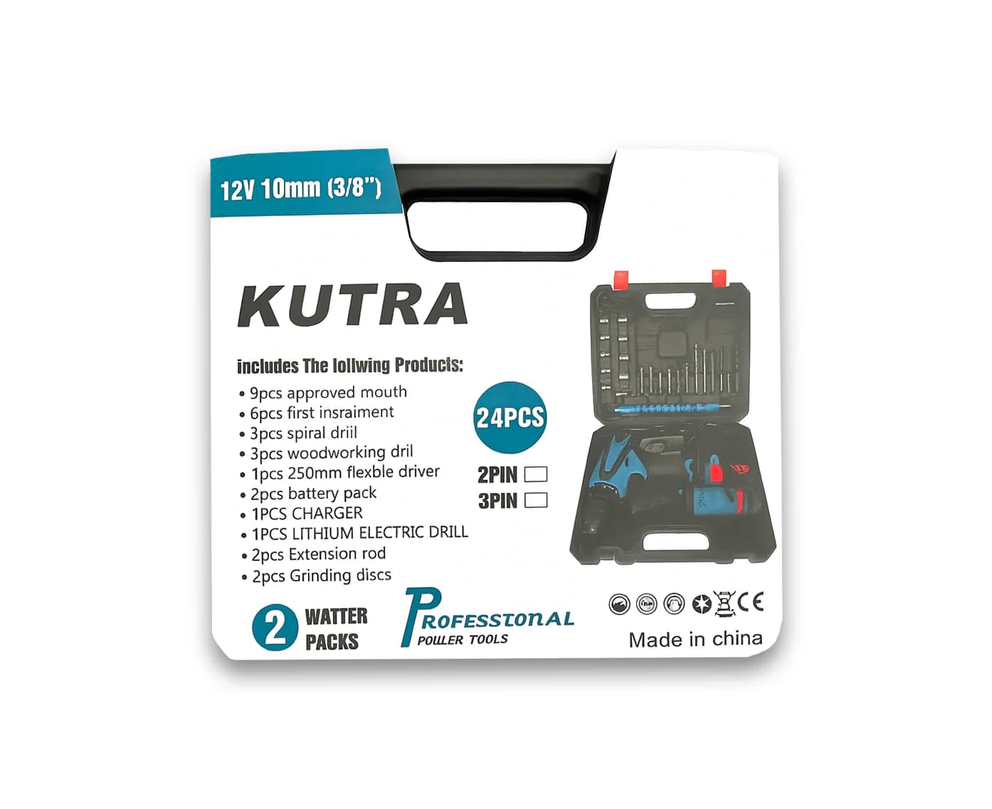 مجموعة مثقاب ومطحنة لاسلكية KUTRA 2 في 1 مع الملحقات