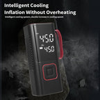 Digital tire pressure gauge with digital display on a dark background