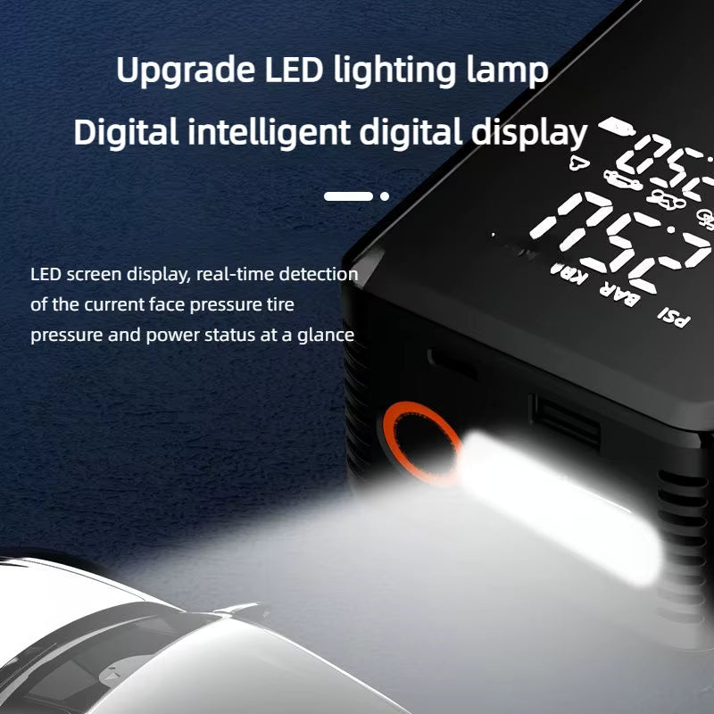 Portable Car Jump Starter Power Bank 8000mAh Air Compressor LED Light