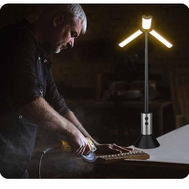 مصباح عمل LED قابل لإعادة الشحن من Mlogiroa مع حامل