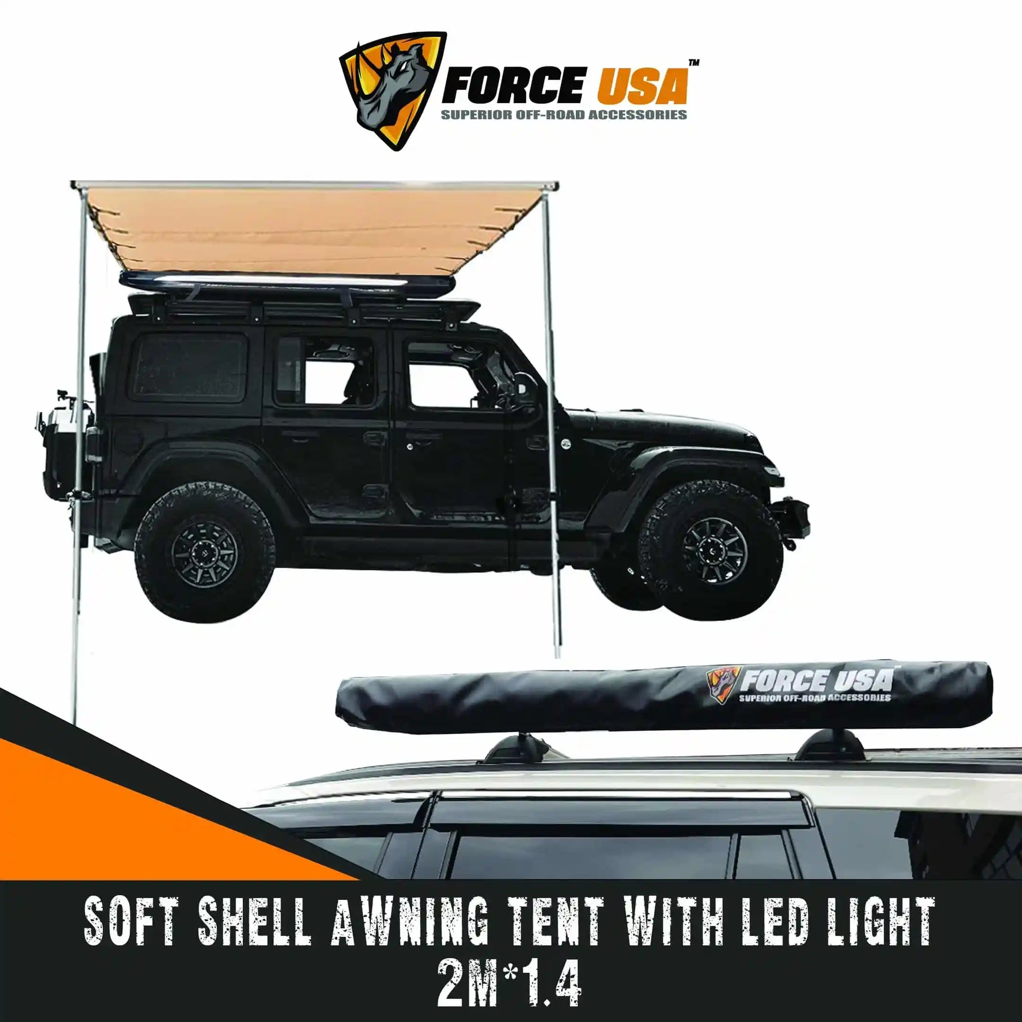 FORCE USA Soft Shell Awning Tent with Integrated LED Light