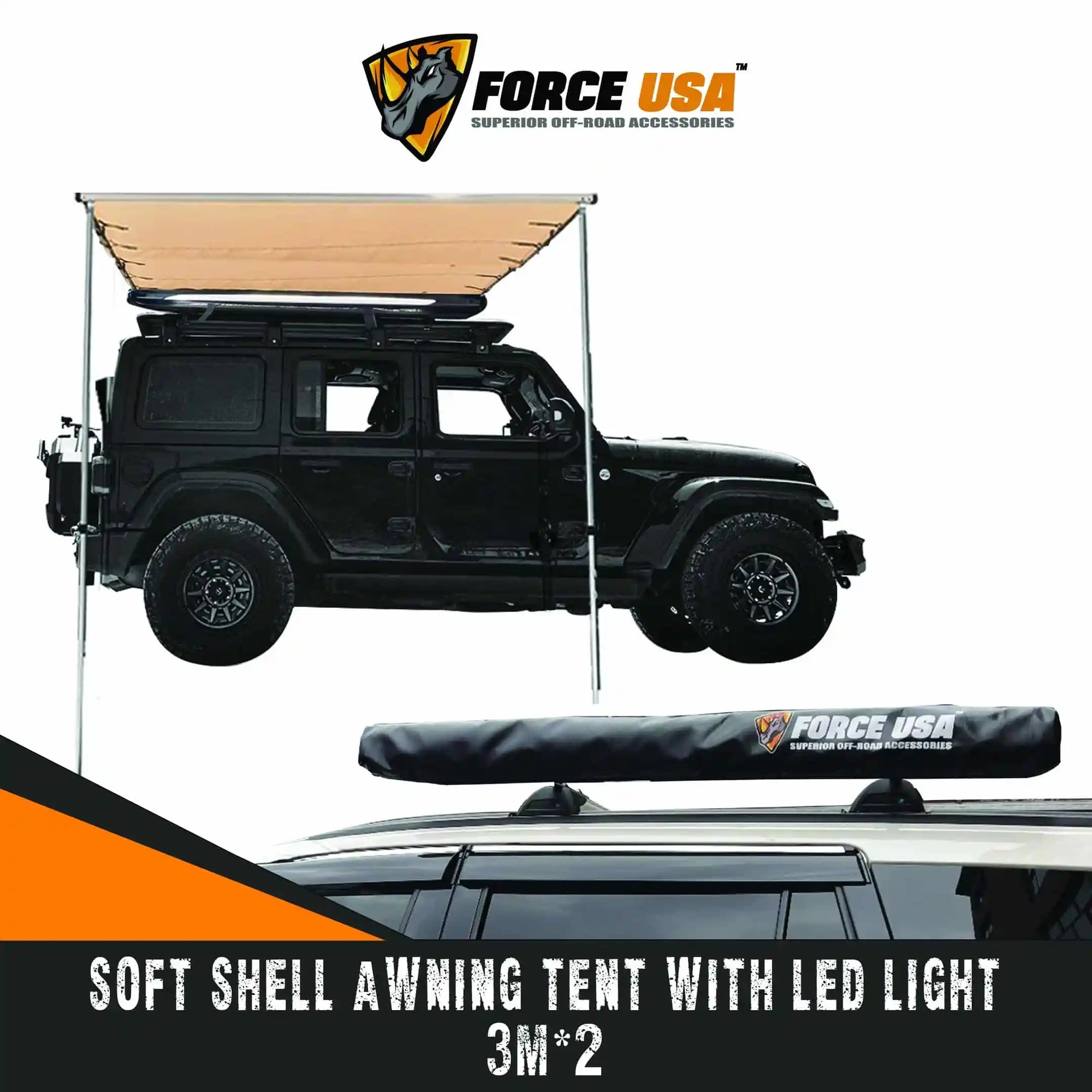 FORCE USA Soft Shell Awning Tent with Integrated LED Light