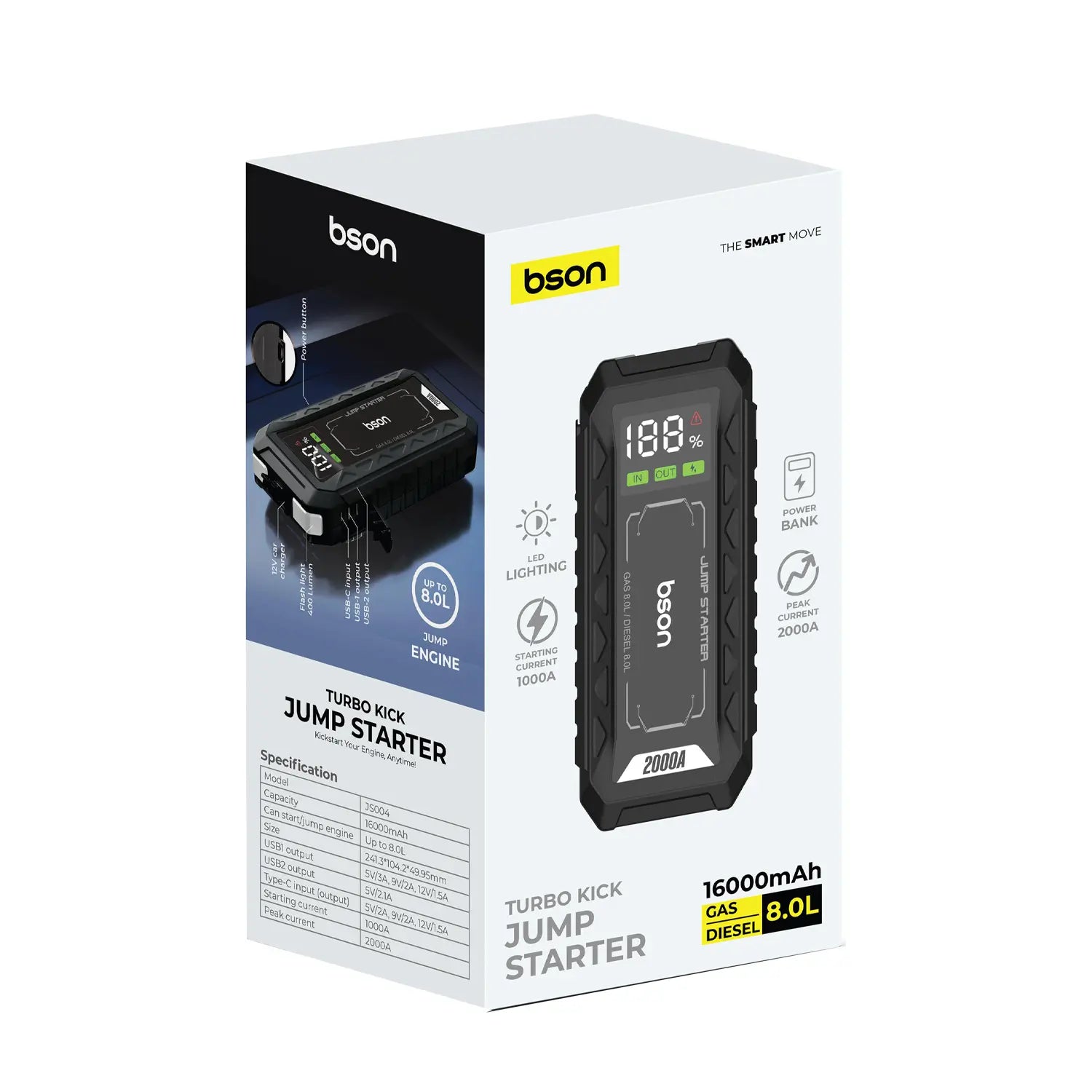 Bson turbo kick jump starter 16000mAh