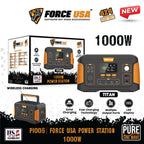 Force USA power station with packaging and features displayed on a white background