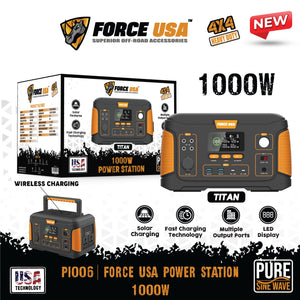 Force USA power station with packaging and features displayed on a white background
