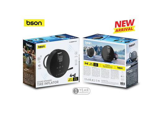 منفاخ هواء بلوتوث HF-902B 150 رطل لكل بوصة مربعة مع شاحن متنقل وموسيقى | 90 واط 11.1 فولت تيار مستمر | ينفخ إطار السيارة/SUV في 7 دقائق