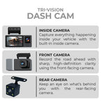 Bson TriVision Dash Cam 1080P Triple Camera WiFi