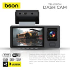 Bson TriVision Dash Cam 1080P Triple Camera WiFi